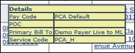Scheduled Master Week Visits. Hovering over the details provides a quick-glance view (such as Pay Code, POC, Primary Bill To and Service Code).